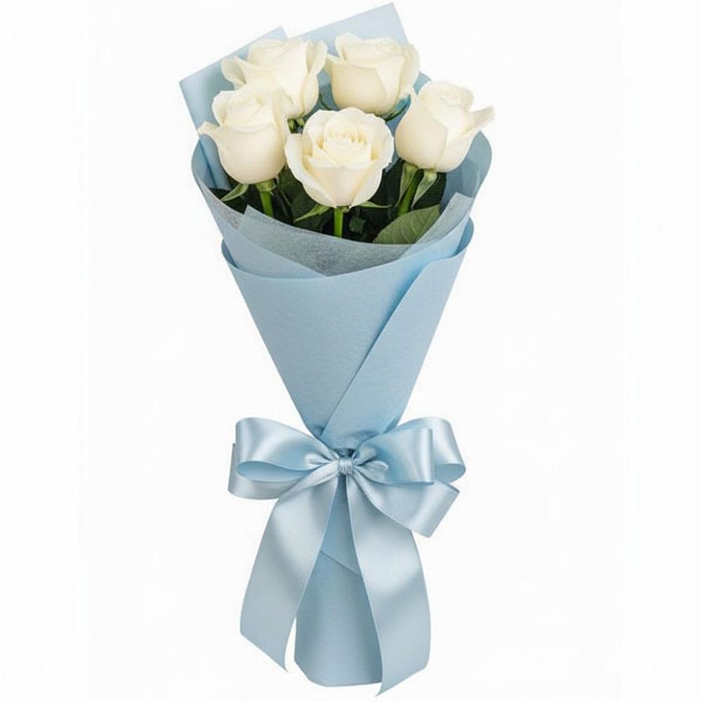 Букет 5 Белых роз Проуд в Звёздном