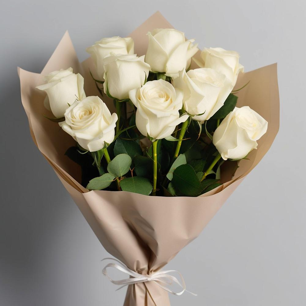 Букет 9 Белых роз Эдлесс Лав в Звёздном