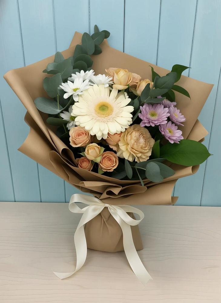Букет цветов из: Герберы и Хризантемы в Звёздном