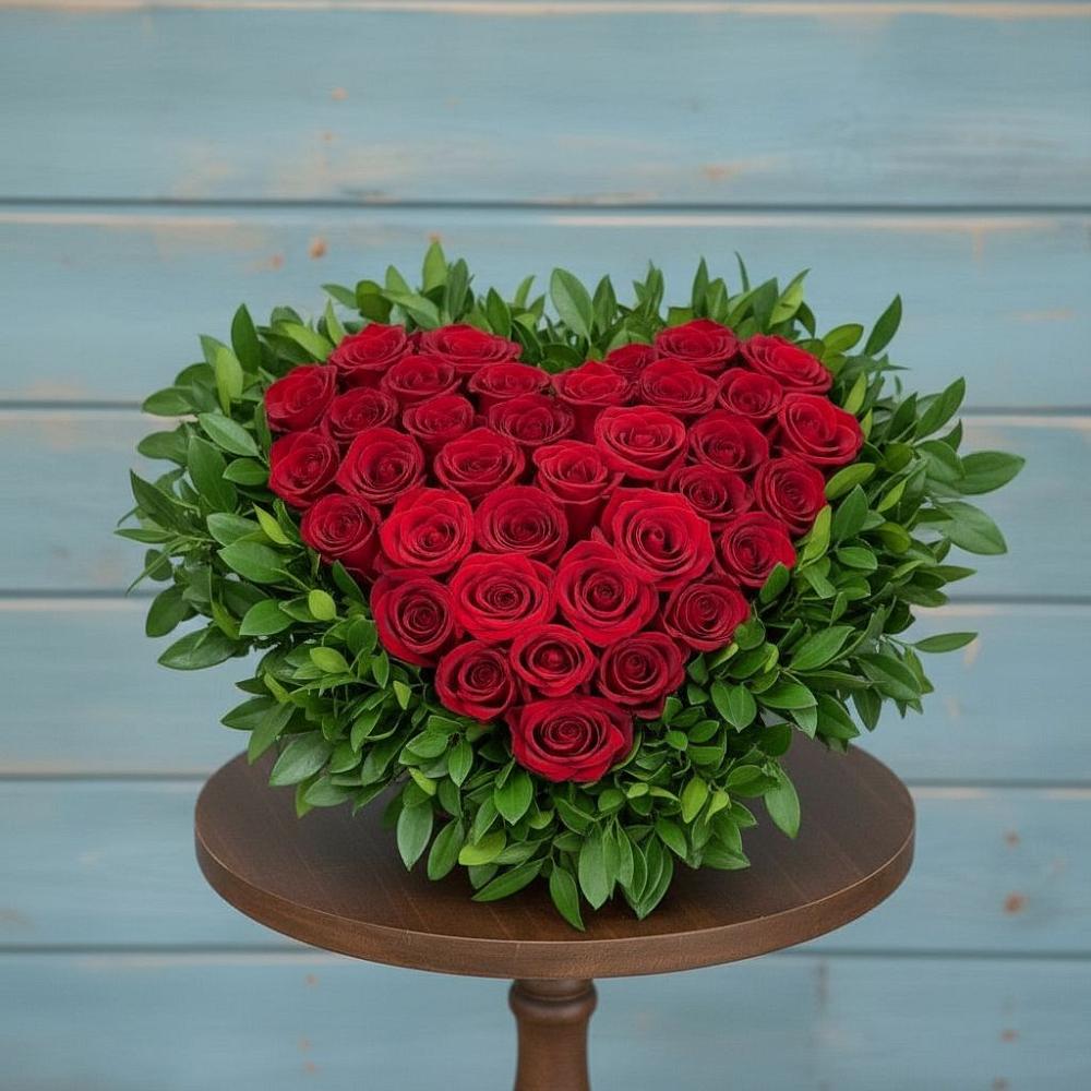 Цветочная композиция из Розы в виде сердца в Звёздном