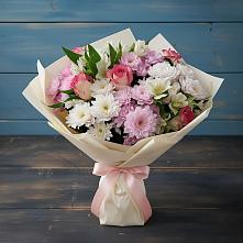 Букет цветов из:  Хризантемы, Альстромерии и Розы в Звёздном