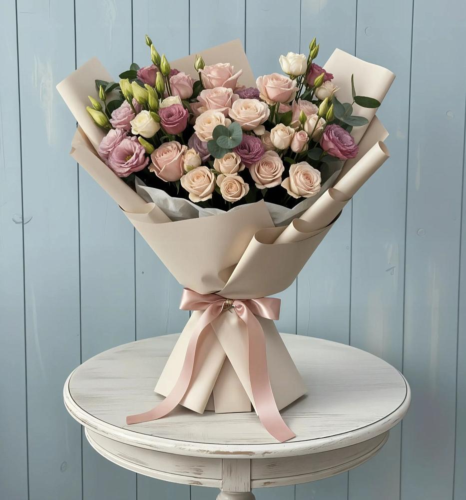 Букет цветов из: Розы и Лизиантусы в Звёздном