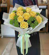 Букет цветов из:  Хризантемы и Розы #REPLACE_PRED# Звёздном