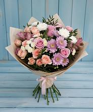 Букет цветов из:  Хризантемы, Розы и Альстромерии в Звёздном