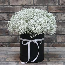 Цветочная композиция из Гипсофила в шляпной коробке в Звёздном